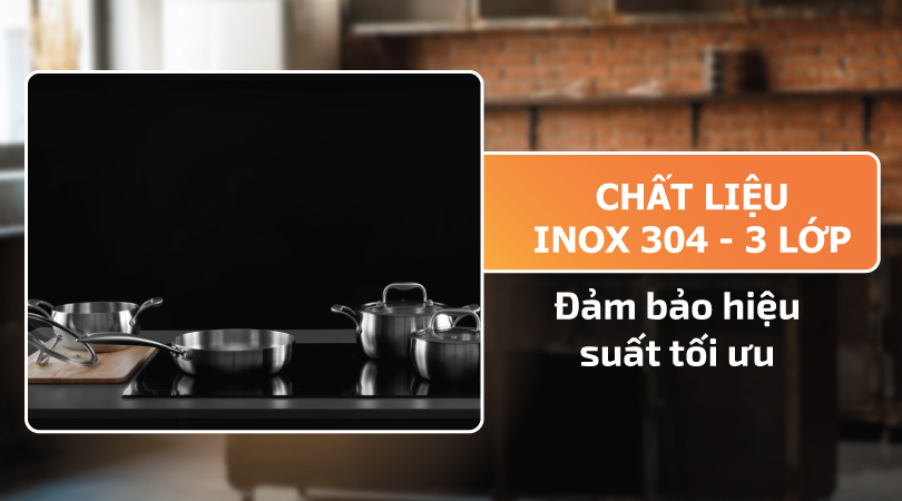Bộ nồi inox Malloca SA-2041 - Chất liệu inox 304